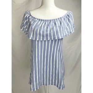 Old Navy Women’s Size M Blue White Striped Off Shoulder Top